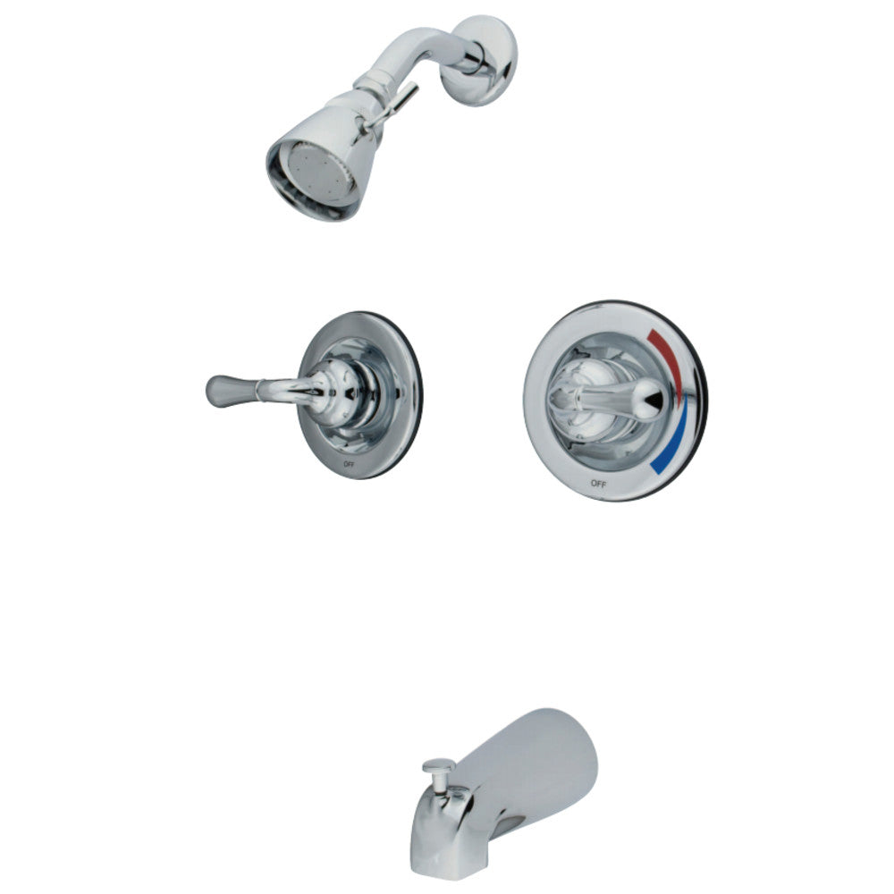 Kingston Brass KB671 Magellan Twin Handles Tub Shower Faucet Pressure Balanced With Volume Control, Polished Chrome - BNGBath