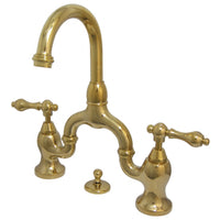 Thumbnail for Kingston Brass KS7992AL English Country Bathroom Bridge Faucet, Polished Brass - BNGBath
