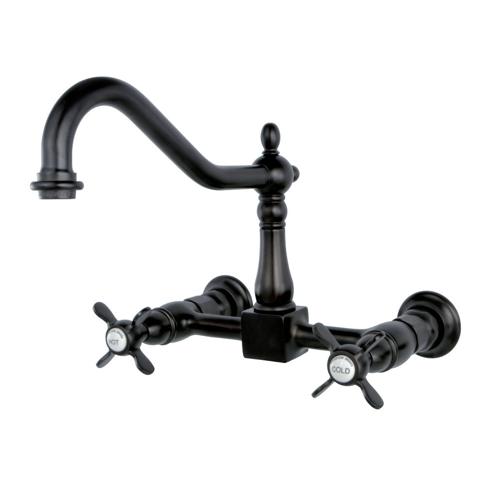 Kingston Brass KS1245BEX Essex Wall Mount Bridge Kitchen Faucet, Oil Rubbed Bronze - BNGBath