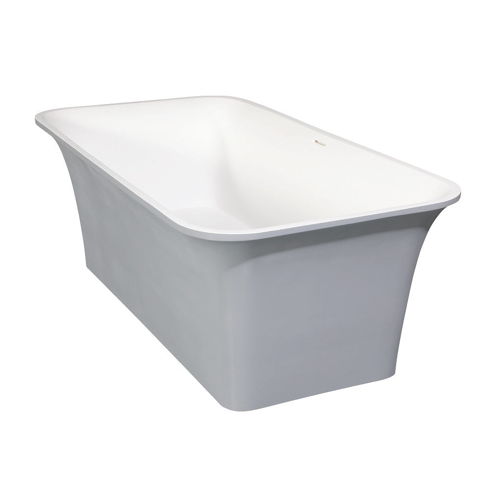 Aqua Eden VRTSQ673624WG Arcticstone 67-Inch Solid Surface White Stone Freestanding Tub with Drain in Matte White/Gray - BNGBath