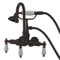 Thumbnail for Kingston Brass CC11T5 Vintage 3-3/8-Inch Wall Tub Faucet with Hand Shower, Oil Rubbed Bronze - BNGBath