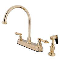 Thumbnail for Kingston Brass KB3752ALBS Restoration 8-Inch Centerset Kitchen Faucet, Polished Brass - BNGBath