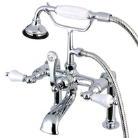 Thumbnail for Kingston Brass AE106T1 Auqa Vintage Deck Mount Clawfoot Tub Faucet, Polished Chrome - BNGBath
