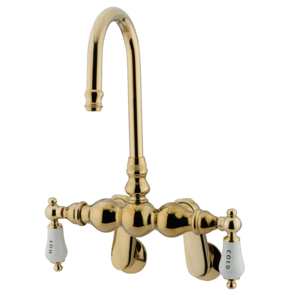 Kingston Brass CC85T2 Vintage Adjustable Center Wall Mount Tub Faucet, Polished Brass - BNGBath