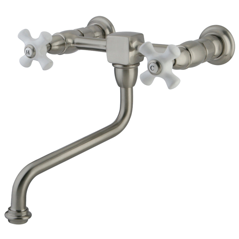 Kingston Brass KS1218PX Heritage Wall Mount Bathroom Faucet, Brushed Nickel - BNGBath