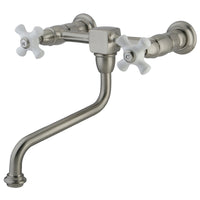 Thumbnail for Kingston Brass KS1218PX Heritage Wall Mount Bathroom Faucet, Brushed Nickel - BNGBath