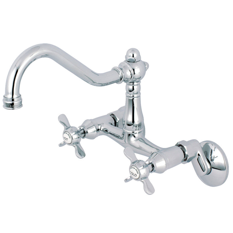 Kingston Brass KS3221BEX 6-Inch Adjustable Center Wall Mount Kitchen Faucet, Polished Chrome - BNGBath