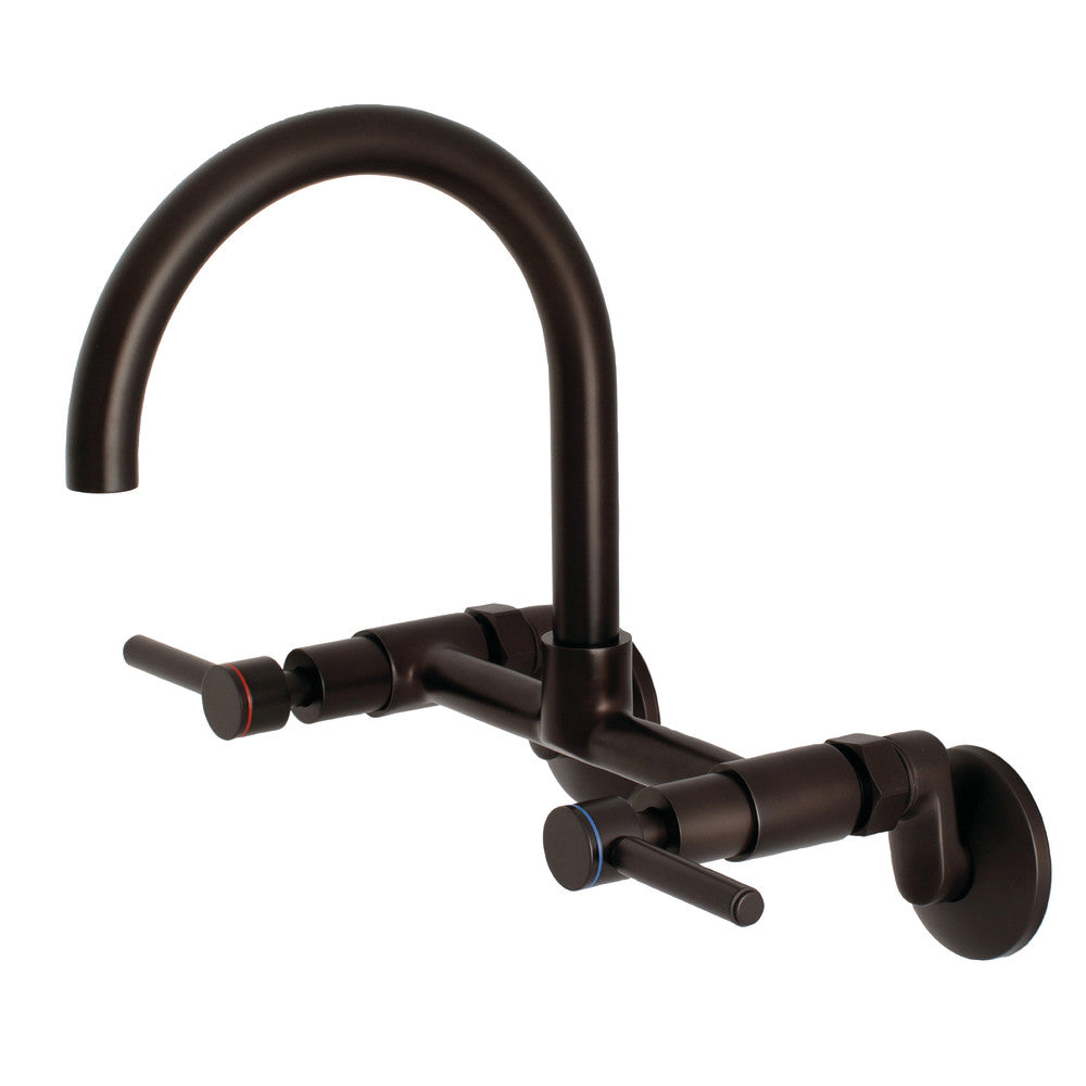 Kingston Brass Concord 8-Inch Adjustable Center Wall Mount Kitchen Faucet, Oil Rubbed Bronze - BNGBath