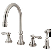 Thumbnail for Kingston Brass KS2798ALBS Widespread Kitchen Faucet, Brushed Nickel - BNGBath