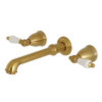 Thumbnail for Kingston Brass KS7127PL 8-Inch Center Wall Mount Bathroom Faucet, Brushed Brass - BNGBath