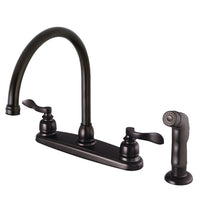 Thumbnail for Kingston Brass FB795NFLSP NuWave French 8-Inch Centerset Kitchen Faucet with Sprayer, Oil Rubbed Bronze - BNGBath