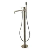 Thumbnail for Kingston Brass KS7038DPL Paris Freestanding Tub Faucet with Hand Shower, Brushed Nickel - BNGBath