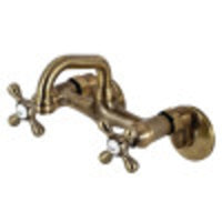 Thumbnail for Kingston Brass KS212AB Two-Handle Wall Mount Bar Faucet, Antique Brass - BNGBath