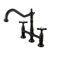 Thumbnail for Kingston Brass KS1275BEXBS Essex Bridge Kitchen Faucet with Brass Sprayer, Oil Rubbed Bronze - BNGBath