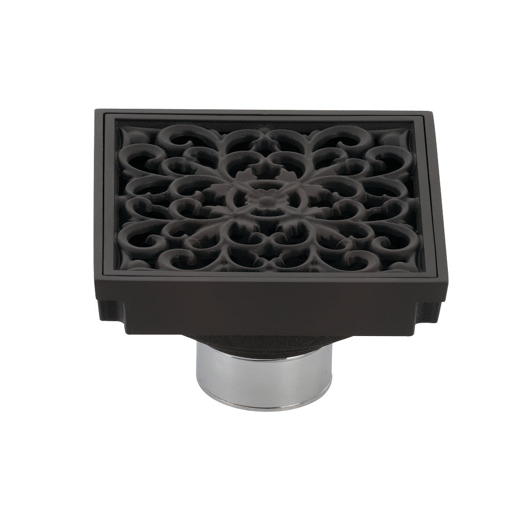 Kingston Brass BSF9771ORB Watercourse Scroll 4" Square Grid Shower Drain, Oil Rubbed Bronze - BNGBath