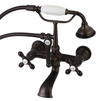 Thumbnail for Kingston Brass AE557T5 Aqua Vintage 7-Inch Wall Mount Tub Faucet with Hand Shower, Oil Rubbed Bronze - BNGBath