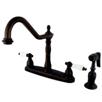 Thumbnail for Kingston Brass KB1755PLBS Heritage Centerset Kitchen Faucet, Oil Rubbed Bronze - BNGBath