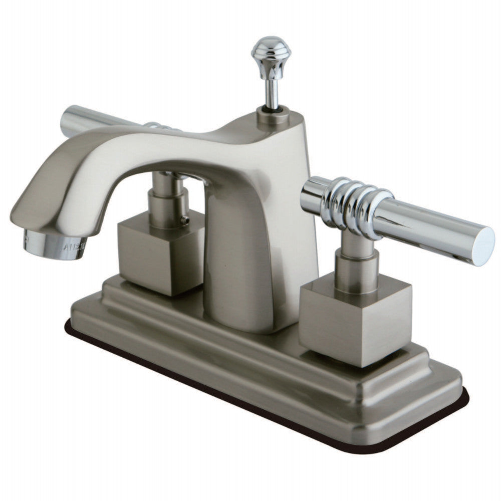 Kingston Brass KS8647QL 4 in. Centerset Bathroom Faucet, Brushed Nickel/Polished Chrome - BNGBath