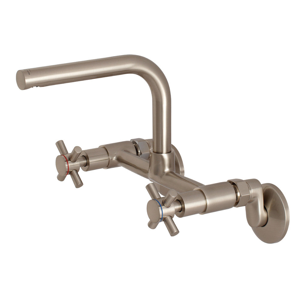 Kingston Brass Concord 8-Inch Adjustable Center Wall Mount Kitchen Faucet, Brushed Nickel - BNGBath