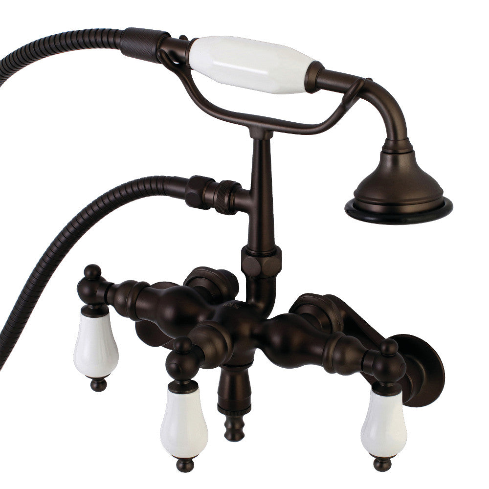 Kingston Brass AE421T5 Aqua Vintage 3-3/8 Inch Adjustable Wall Mount Clawfoot Tub Faucet with Hand Shower, Oil Rubbed Bronze - BNGBath
