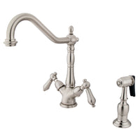 Thumbnail for Kingston Brass KS1238ALBS 8-Inch Kitchen Faucet, Brushed Nickel - BNGBath