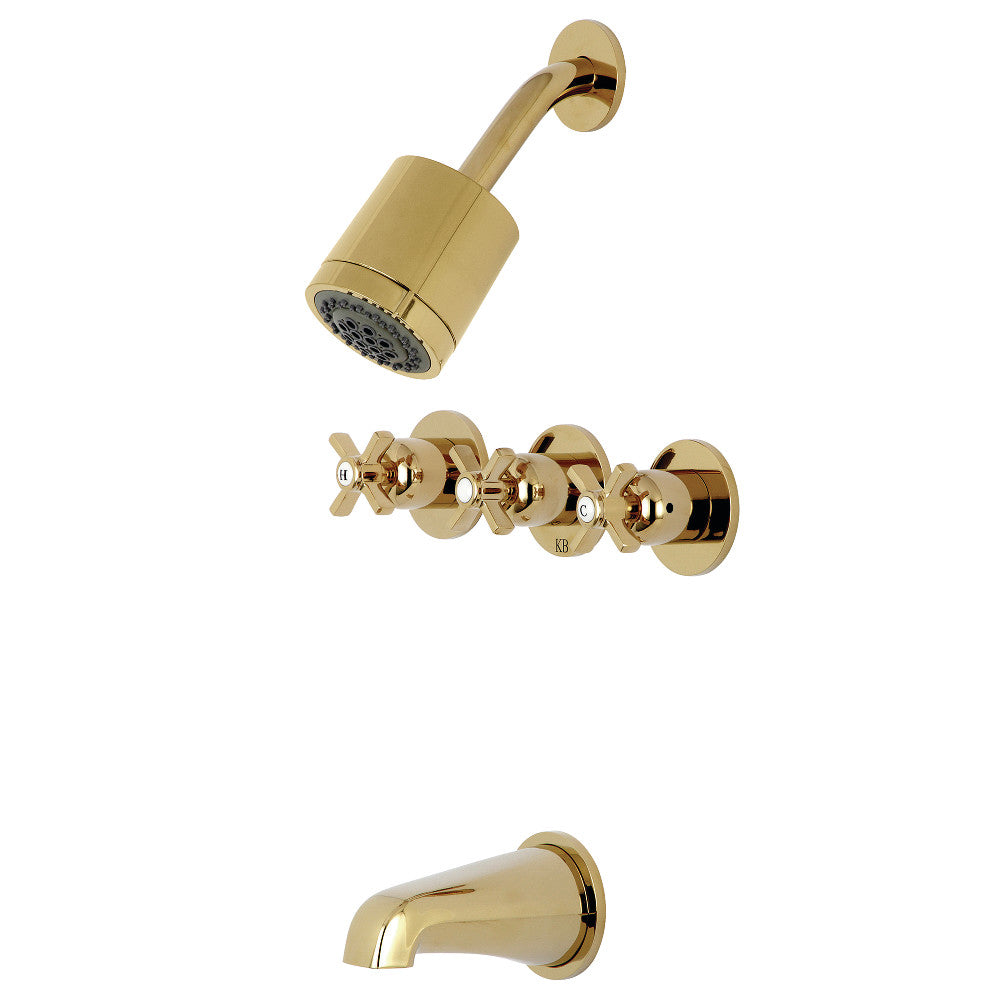 Kingston Brass KBX8132ZX Millennium Three-Handle Tub and Shower Faucet, Polished Brass - BNGBath