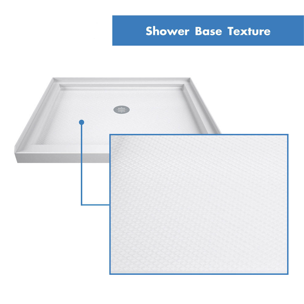 DreamLine Flex 32 in. D x 32 in. W x 74 3/4 in. H Semi-Frameless Pivot Shower Door and SlimLine Shower Base Kit - BNGBath