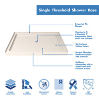 Thumbnail for DreamLine Flex 34 in. D x 42 in. W x 74 3/4 in. H Semi-Frameless Pivot Shower Door and SlimLine Shower Base Kit - BNGBath