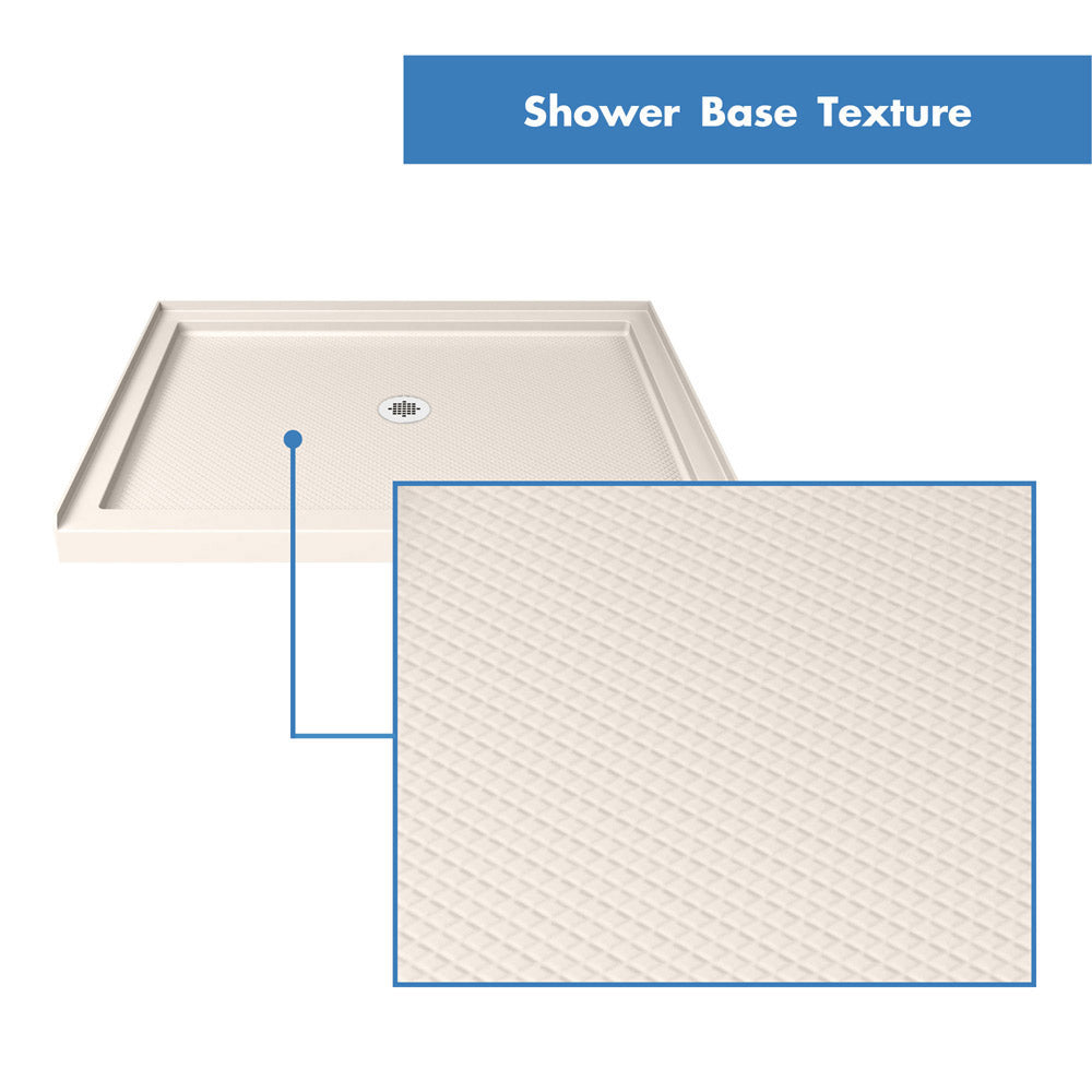 DreamLine Flex 34 in. D x 42 in. W x 74 3/4 in. H Semi-Frameless Pivot Shower Door and SlimLine Shower Base Kit - BNGBath