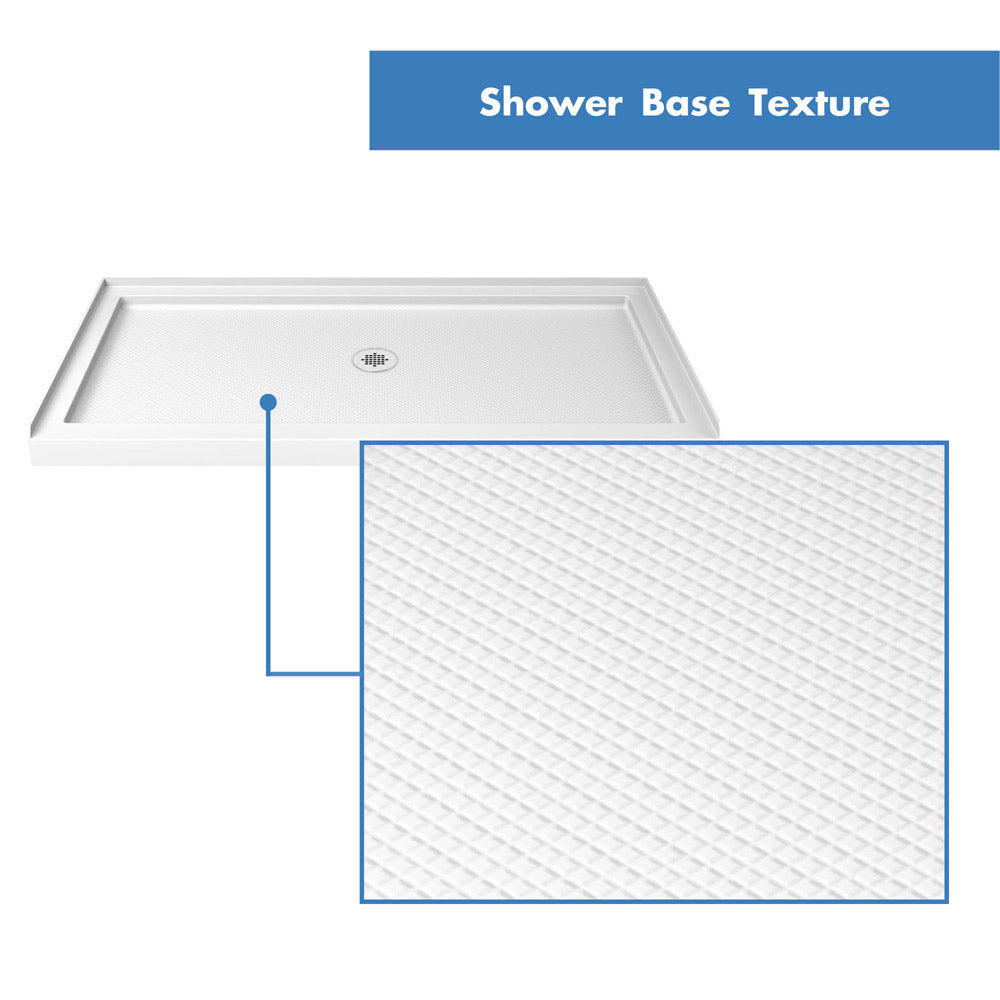 DreamLine Flex 36 in. D x 60 in. W x 76 3/4 in. H Semi-Frameless Pivot Shower Door, SlimLine Shower Base and Backwall Kit - BNGBath