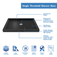 Thumbnail for DreamLine Flex 34 in. D x 42 in. W x 74 3/4 in. H Semi-Frameless Pivot Shower Door and SlimLine Shower Base Kit - BNGBath