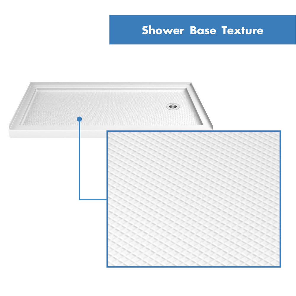 DreamLine Flex 32 in. D x 60 in. W x 76 3/4 in. H Semi-Frameless Pivot Shower Door, SlimLine Shower Base and Backwall Kit - BNGBath