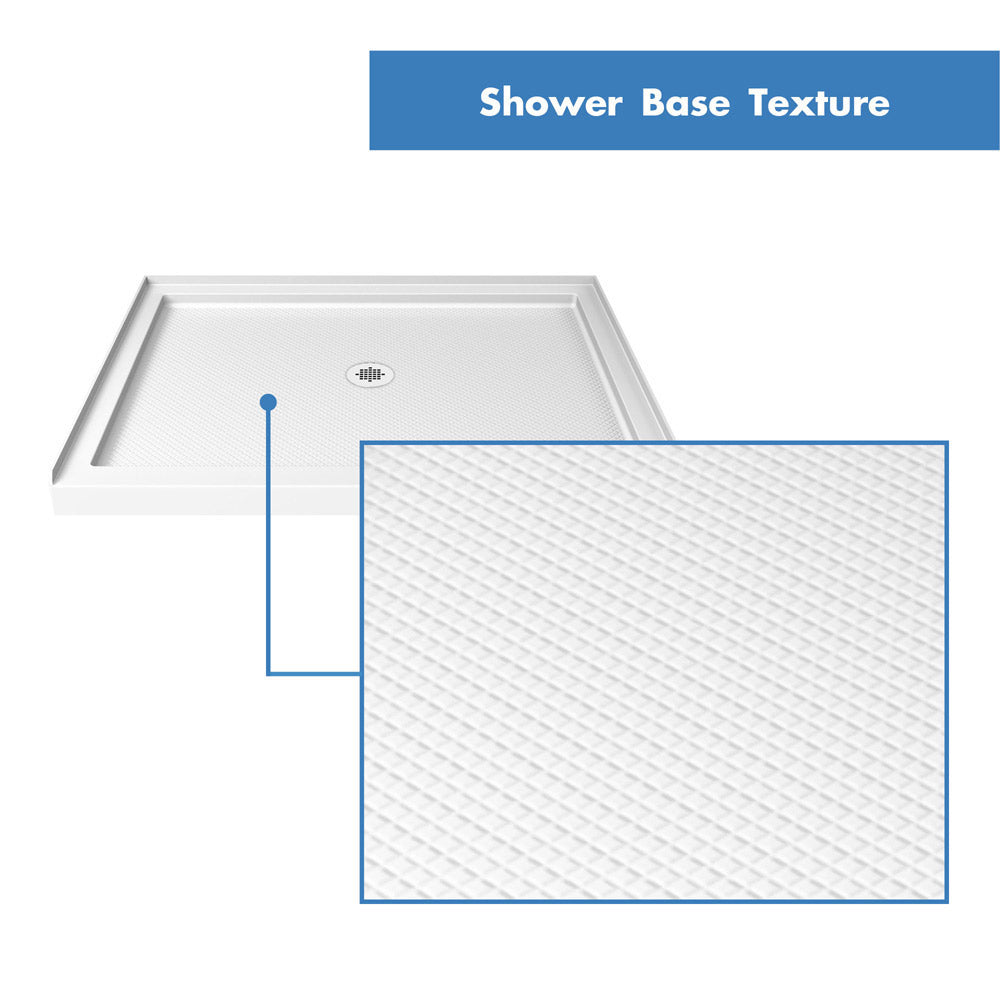 DreamLine 32 in. D x 32 in. W x 76 3/4 in. H SlimLine Single Threshold Shower Base and QWALL-5 Acrylic Backwall Kit - BNGBath