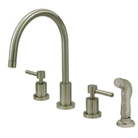 Thumbnail for Kingston Brass KS8728DL Widespread Kitchen Faucet, Brushed Nickel - BNGBath