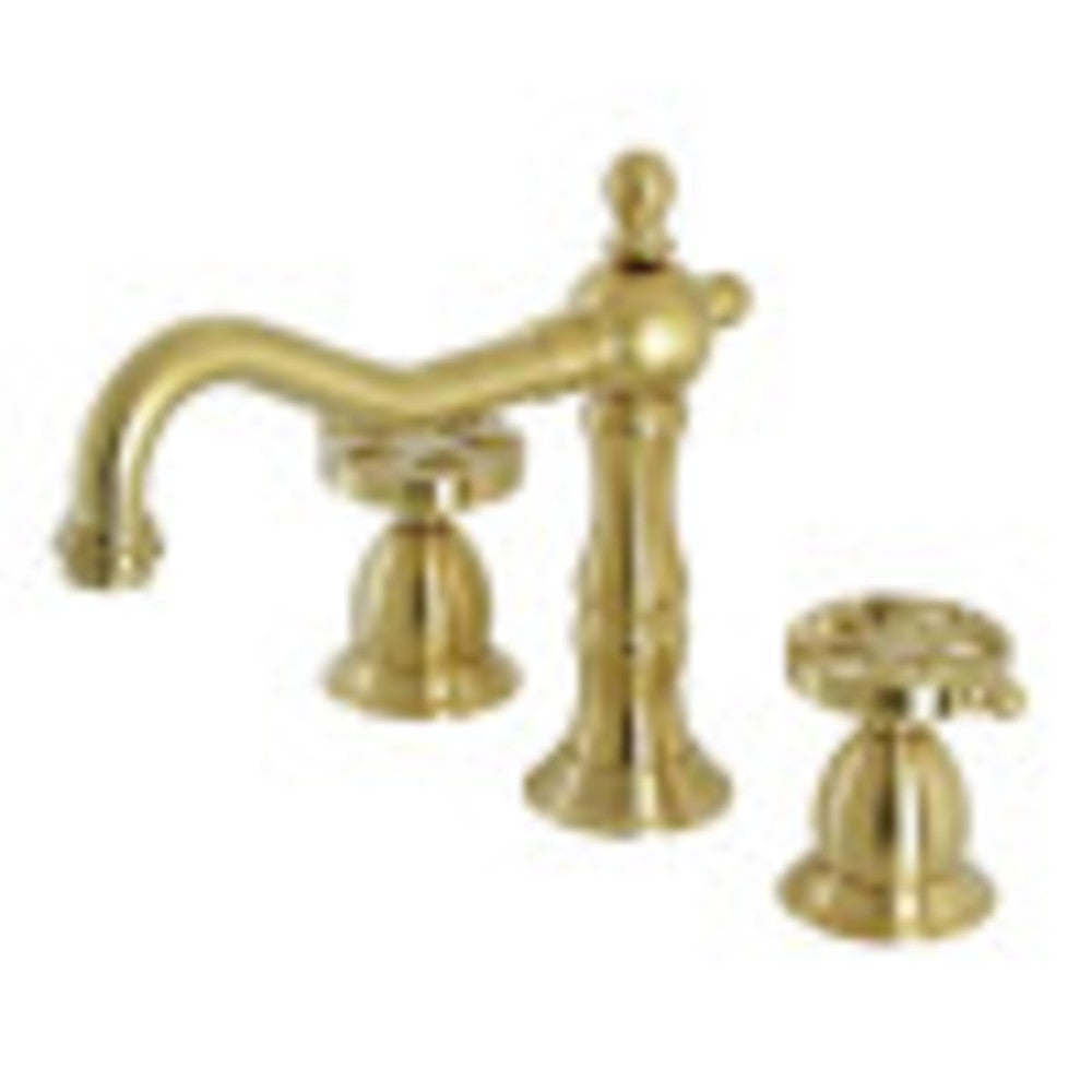 Kingston Brass KS1977RX Belknap Widespread Bathroom Faucet with Brass Pop-Up, Brushed Brass - BNGBath