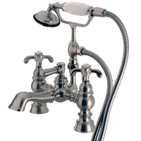 Thumbnail for Kingston Brass CC1158T8 Vintage 7-Inch Deck Mount Tub Faucet with Hand Shower, Brushed Nickel - BNGBath