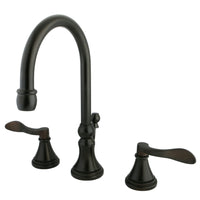 Thumbnail for Kingston Brass KS2985DFL NuFrench Widespread Bathroom Faucet with Brass Pop-Up, Oil Rubbed Bronze - BNGBath