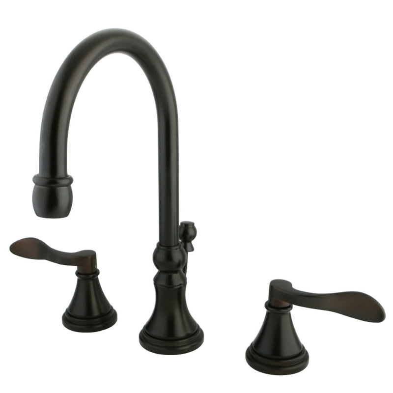 Kingston Brass KS2985DFL NuFrench Widespread Bathroom Faucet with Brass Pop-Up, Oil Rubbed Bronze - BNGBath
