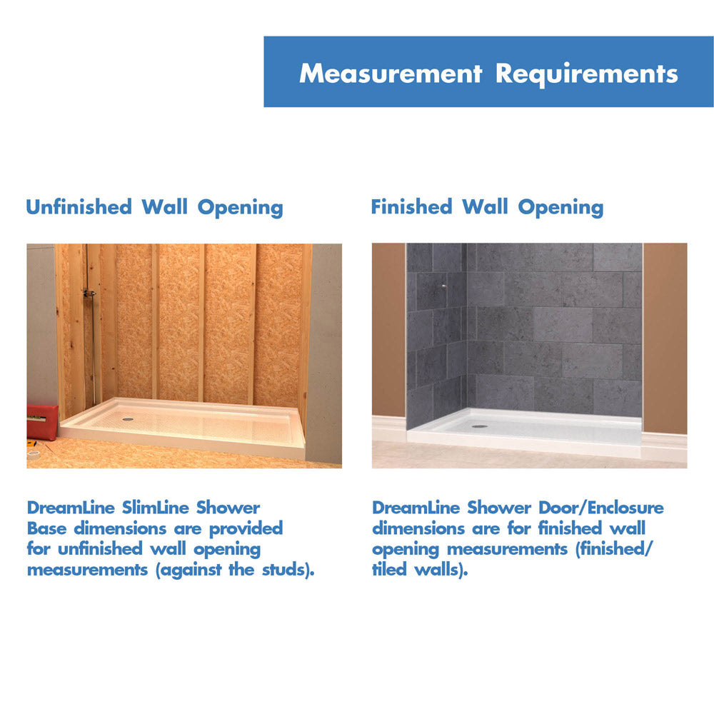 DreamLine 36 in. D x 36 in. W x 76 3/4 in. H SlimLine Single Threshold Shower Base and QWALL-5 Acrylic Backwall Kit - BNGBath