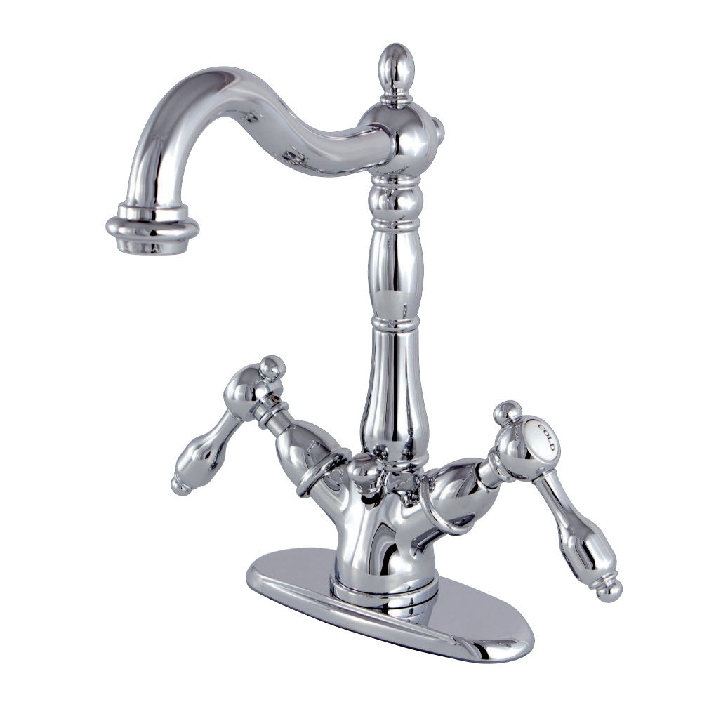 Kingston Brass KS1431TAL Tudor Two-Handle Bathroom Faucet with Brass Pop-Up and Cover Plate, Polished Chrome - BNGBath