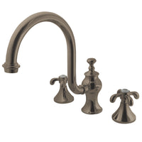 Thumbnail for Kingston Brass KS7348TX French Country High Arc Roman Tub Faucet, Brushed Nickel - BNGBath