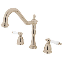 Thumbnail for Kingston Brass KB1796PLLS Widespread Kitchen Faucet, Polished Nickel - BNGBath
