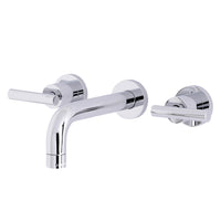 Thumbnail for Kingston Brass KS8121CML Manhattan 2-Handle 8 in. Wall Mount Bathroom Faucet, Polished Chrome - BNGBath