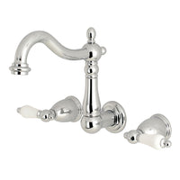 Thumbnail for Kingston Brass KS1251PL 8-Inch Center Wall Mount Bathroom Faucet, Polished Chrome - BNGBath