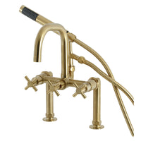 Thumbnail for Aqua Vintage AE8407DX Concord Deck Mount Clawfoot Tub Faucet, Brushed Brass - BNGBath