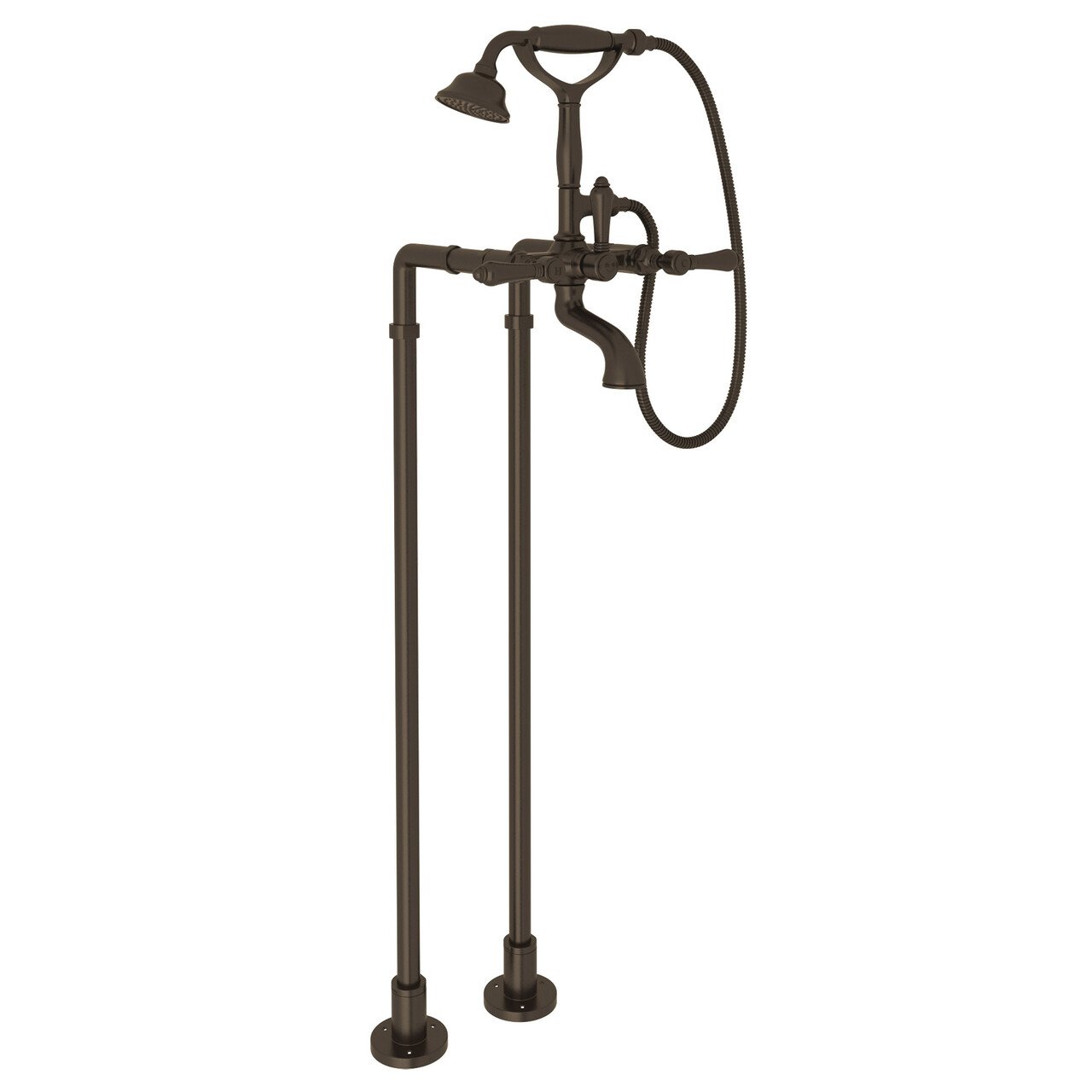 ROHL Exposed Floor Mount Tub Filler with Handshower and Floor Pillar Legs or Supply Unions - BNGBath