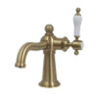 Thumbnail for Kingston Brass KS154KLBB Nautical Single-Handle Bathroom Faucet with Push Pop-Up, Brushed Brass - BNGBath