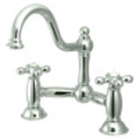 Thumbnail for Kingston Brass KS3911AX Restoration Bathroom Bridge Faucet, Polished Chrome - BNGBath