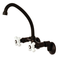 Thumbnail for Kingston Brass KS614ORB Kingston Two Handle Wall Mount Bathroom Faucet, Oil Rubbed Bronze - BNGBath