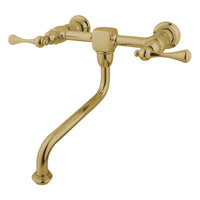 Thumbnail for Kingston Brass KS1212BL Wall Mount Bathroom Faucet, Polished Brass - BNGBath